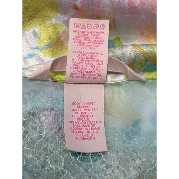 Victorias Secret Floral Lace Trim Satin Nightie Nightgown Lingerie L - Picture 8 of 11